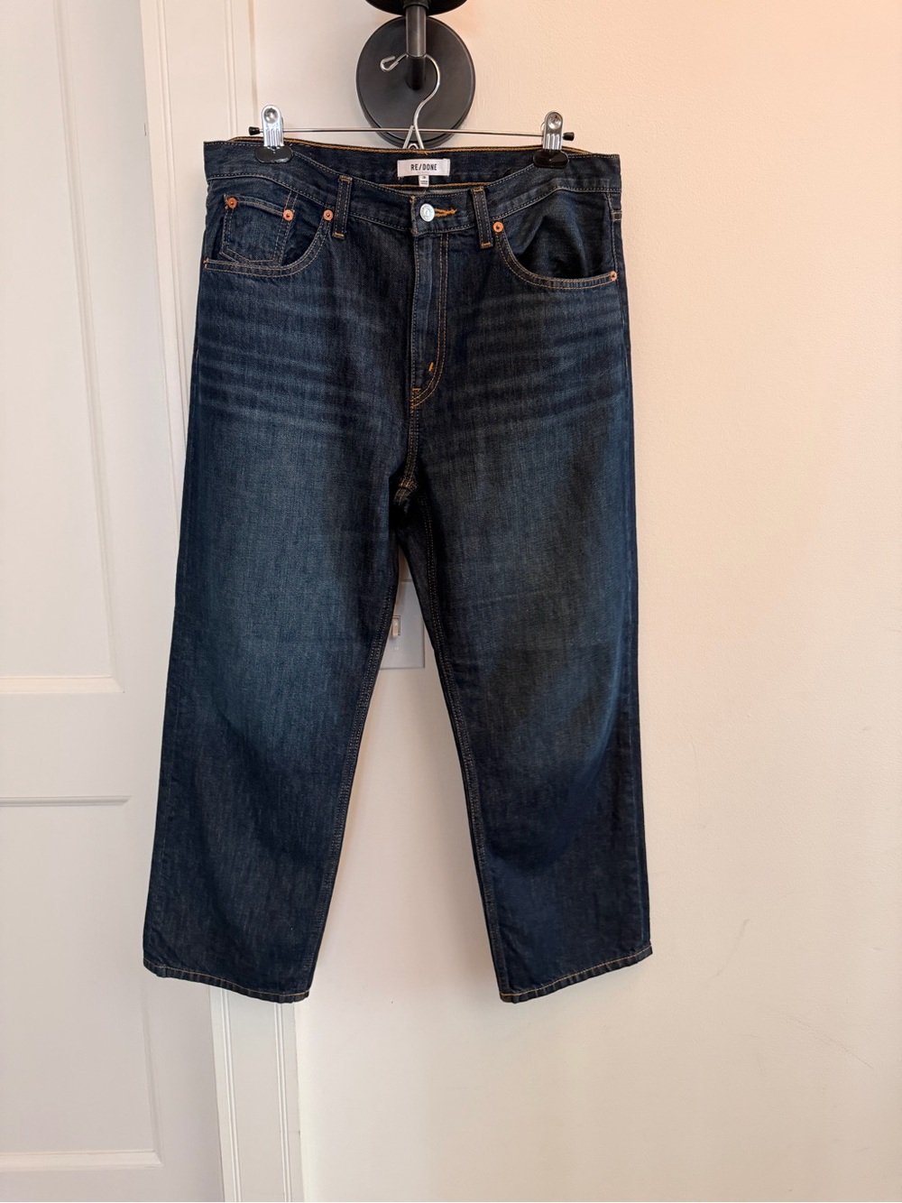 Re/Done Women's Relaxed Dark Indigo Straight Jeans